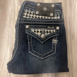 Never worn Miss Me Jeans skinny dark Womens Size 27 x 31 houndstooth Rhinestone